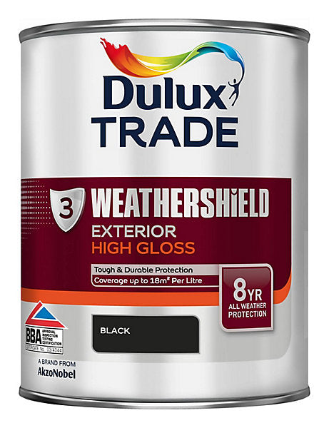 Dulux Trade Black Gloss Exterior Protector Metal & wood paint, 1L