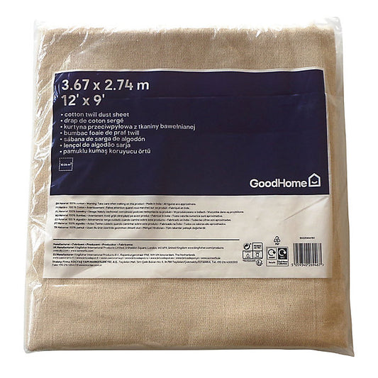 GoodHome Cotton Surface cover, (L)3.67m, (W)2.74m