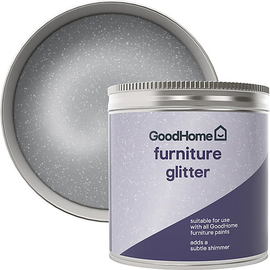 GoodHome Silver effect Furniture Paint Glitter Pot, 50g