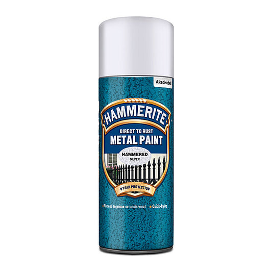 Hammerite Silver grey Hammered effect Protector Spray paint, 400ml