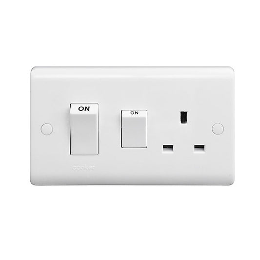 LAP White Cooker switch & socket & Colour matched inserts