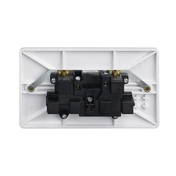 LAP White Double 13A Unswitched Socket with Colour matched inserts