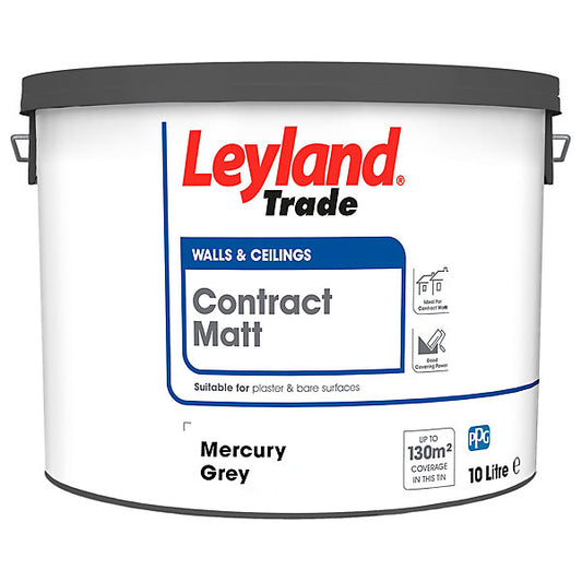 Leyland Trade Mercury Grey Contract matt Wall & ceiling Emulsion paint, 12L