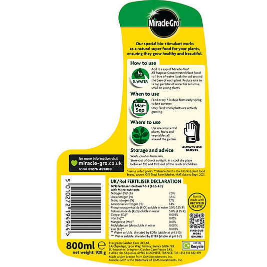 Miracle-Gro All purpose Universal Liquid Plant feed 800ml