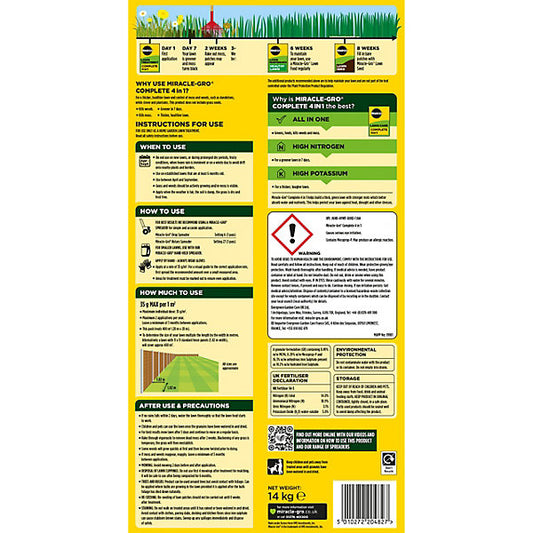 Miracle-Gro Complete 4in1 Lawn treatment Granules 400m² 14kg
