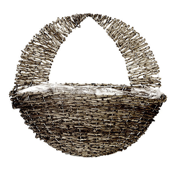 Panacea Natural Semi-circle Rattan Hanging basket, 40cm