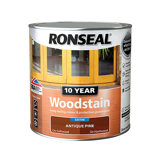 Ronseal 10 Year Antique pine Satin Quick dry Doors & window frames Wood stain, 750ml