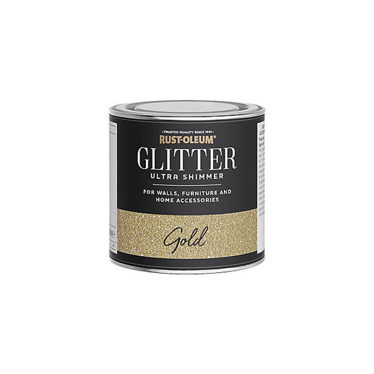 Rust-Oleum Ultra Shimmer Gold Glitter effect Mid sheen Multi-surface Topcoat Paint glitter, 250ml