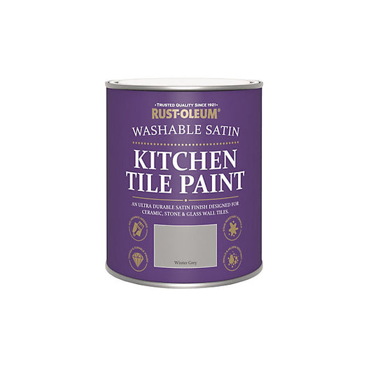 Rust-Oleum Winter Grey Matt Kitchen Wall tile & panelling paint, 750ml