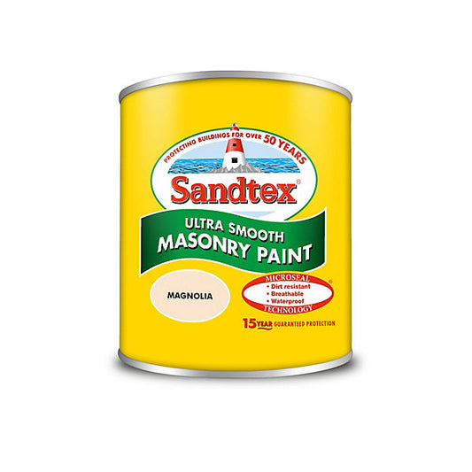 Sandtex Ultra smooth Magnolia Masonry paint, 150ml Tester pot