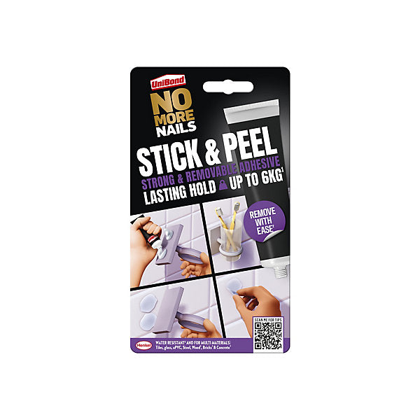 UniBond No More Nails Stick & Peel Clear Multi-material Fully removable Grab adhesive 44ml