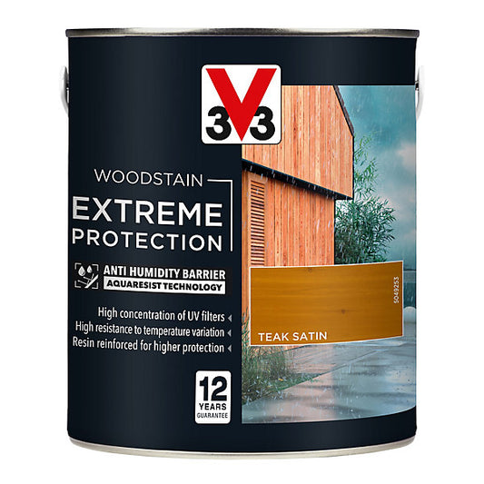 V33 Extreme protection Teak Satin Wood stain, 2.5L
