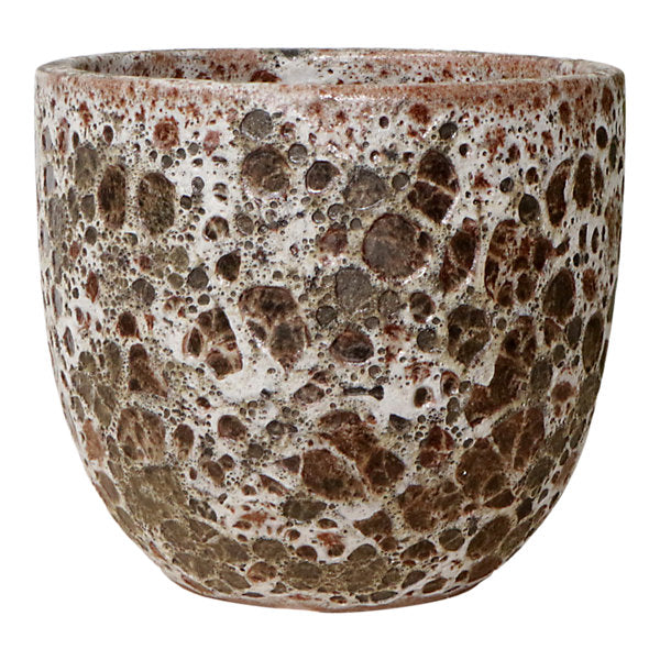 Verve Brown Ceramic Plant pot (Dia) 20cm, (H)18cm