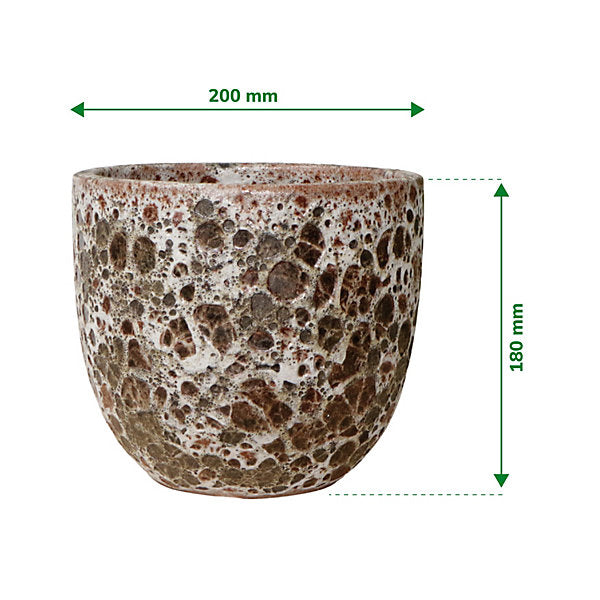 Verve Brown Ceramic Plant pot (Dia) 20cm, (H)18cm