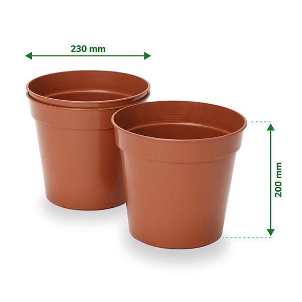 Verve Lei Black Plastic Grow pot (Dia) 23cm, (H)18cm, Pack of 3, 5.29L