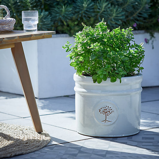 Verve Moon Beam White Ceramic Plant pot (Dia) 30cm, (H)26cm