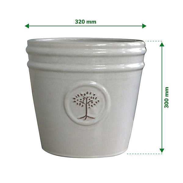 Verve Moon Beam White Ceramic Plant pot (Dia) 32cm, (H)30cm