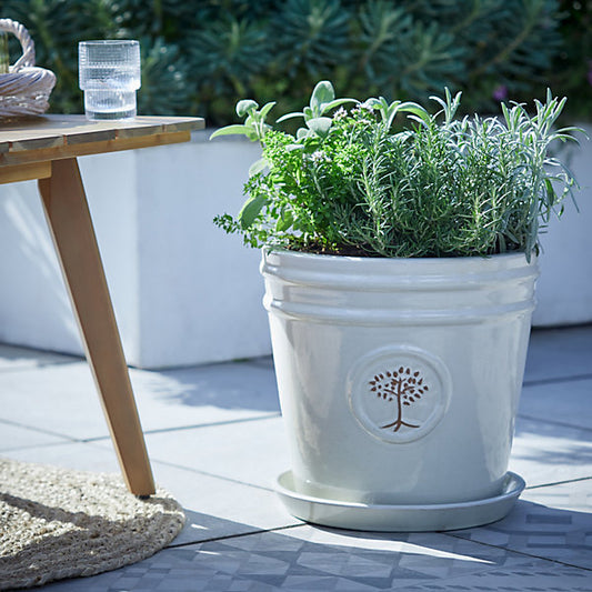Verve Moon Beam White Ceramic Plant pot (Dia) 32cm, (H)30cm