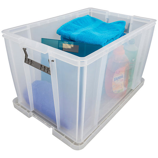 Whitefurze Allstore Heavy duty 85L Large Plastic Stackable Storage box with Lid