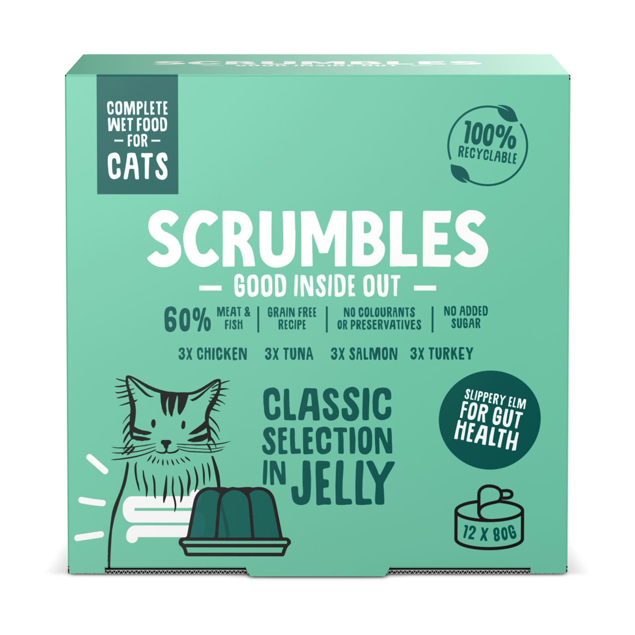 Scrumbles Complete Wet Cat Food Classic Selection in Jelly 12 x 80g Tin