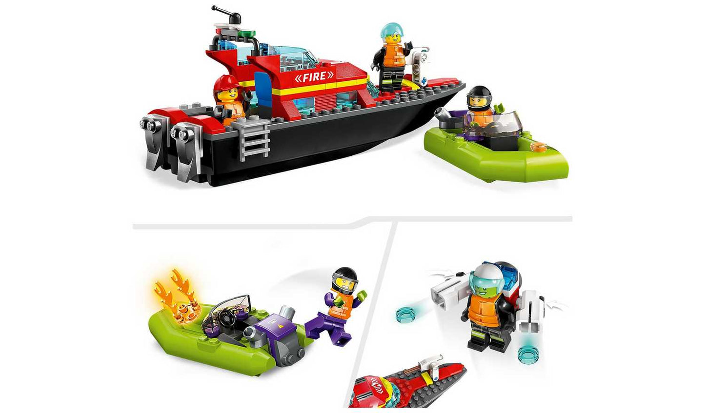 LEGO City Fire Rescue Boat Toy, Floats on Water Set 60373