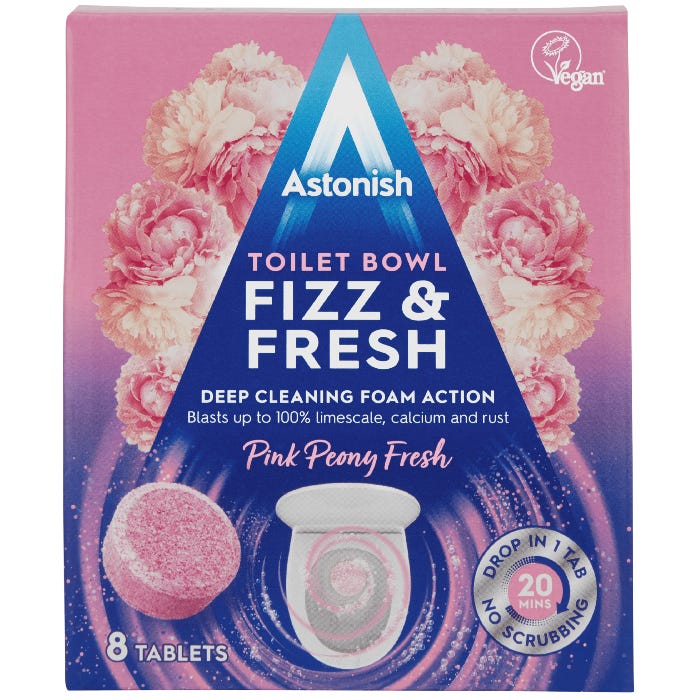 Astonish Toilet Bowl Fizz & Fresh Pink Peony Fresh Tablets 8 x 25g (200g)