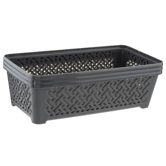Pepco Small Grey Plastic Storage Boxes (Pack of 3)