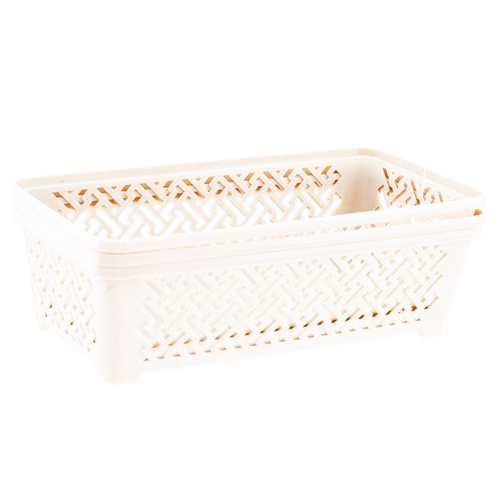 Pepco Small Cream Plastic Storage Boxes (Pack of 3)
