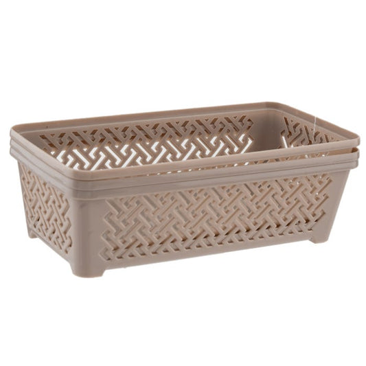 Pepco Small Beige Plastic Storage Boxes (Pack of 3)