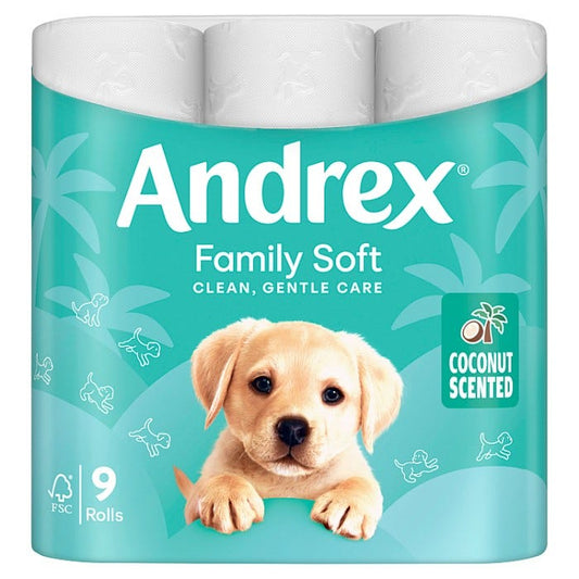 Andrex Family Soft Coconut Scented (Pack of 9)