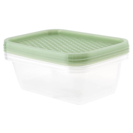 Plastic Container, 1450ml (Pack of 3) - Green