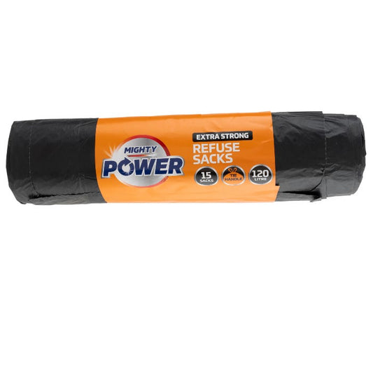Refuse Sacks with Tie- Extra Strong, 120L (Pack of 15)