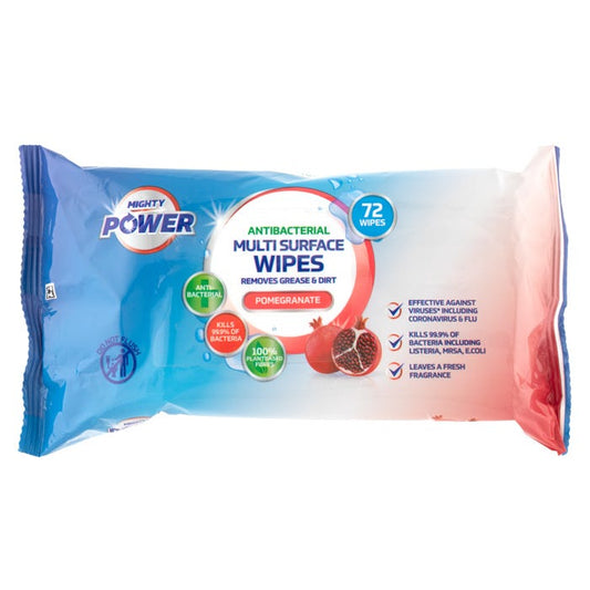 Mighty Power Antibacterial Floor Wipes - Pomegranate (Pack of 72)