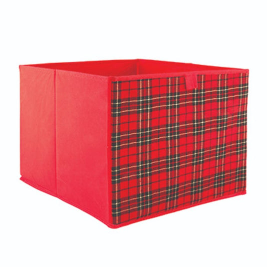 Tartan Foldable Storage Box 30 x 30 x 30cm