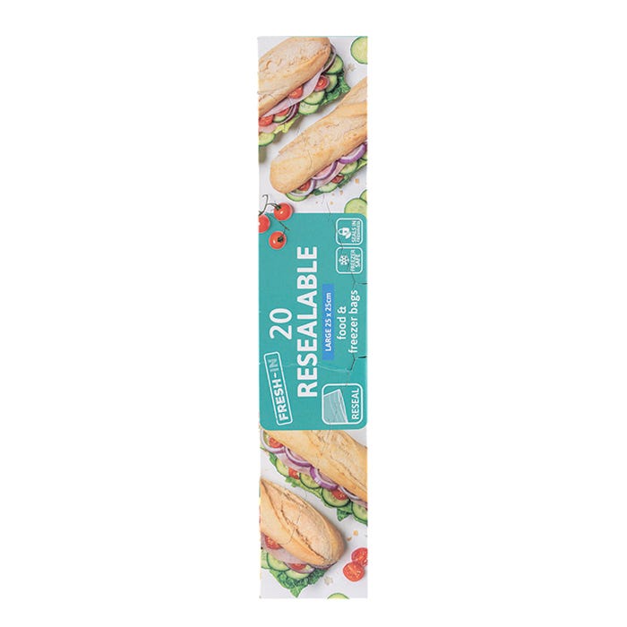 Resealable Food and Freezer Bags - Large (Pack of 20)