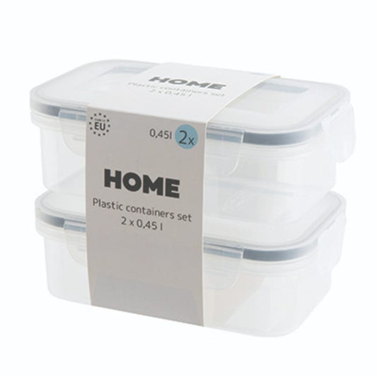 Plastic Containers - Grey, 0.45L (Pack of 2)