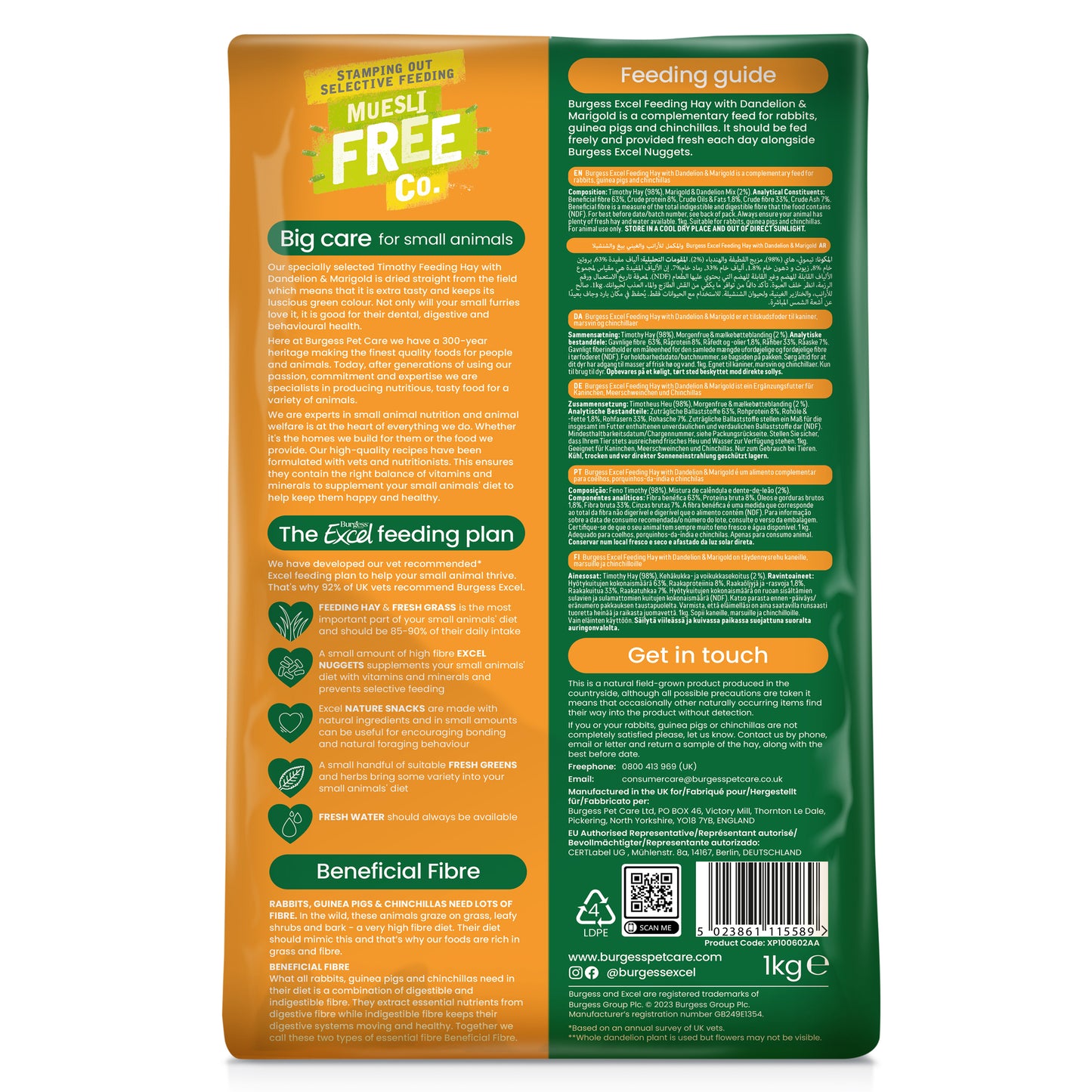 Burgess Excel Timothy Feeding Hay Dandelion & Marigold 1kg