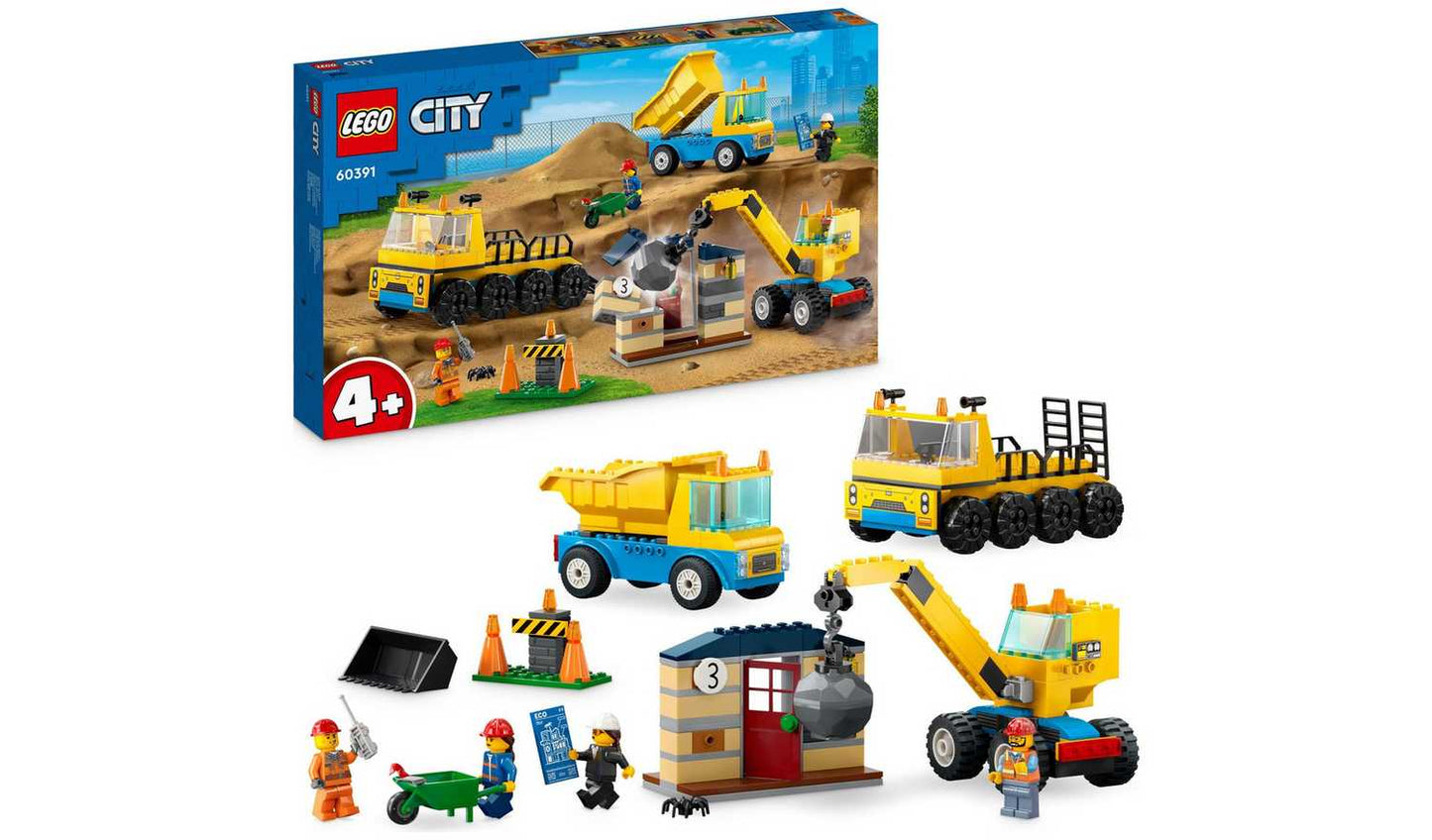 LEGO City Construction Trucks & Wrecking Ball Crane 60391