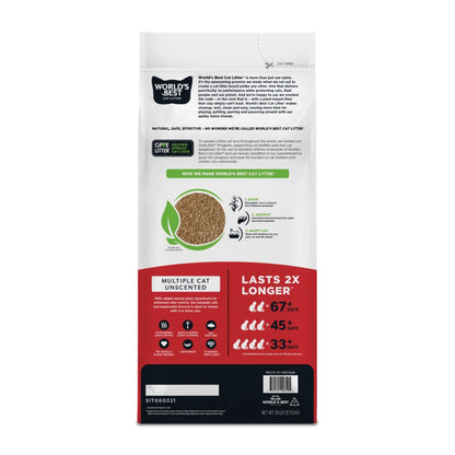 World's Best Quick Clumping Corn Multiple Unscented Cat Litter 12.7kg