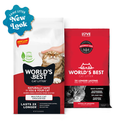World's Best Quick Clumping Corn Multiple Unscented Cat Litter 12.7kg