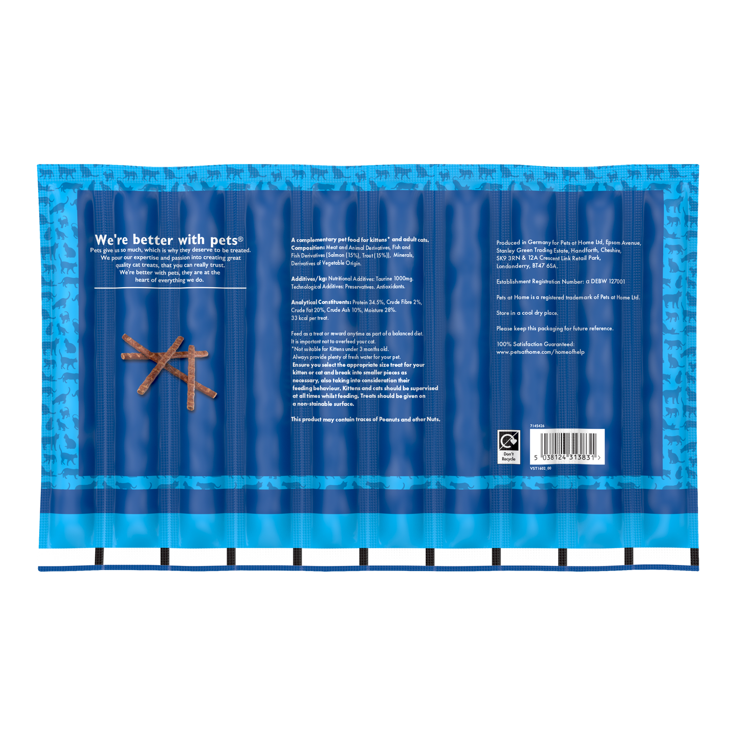 Pets at Home Cat Treat Sticks Salmon & Trout 10x5g