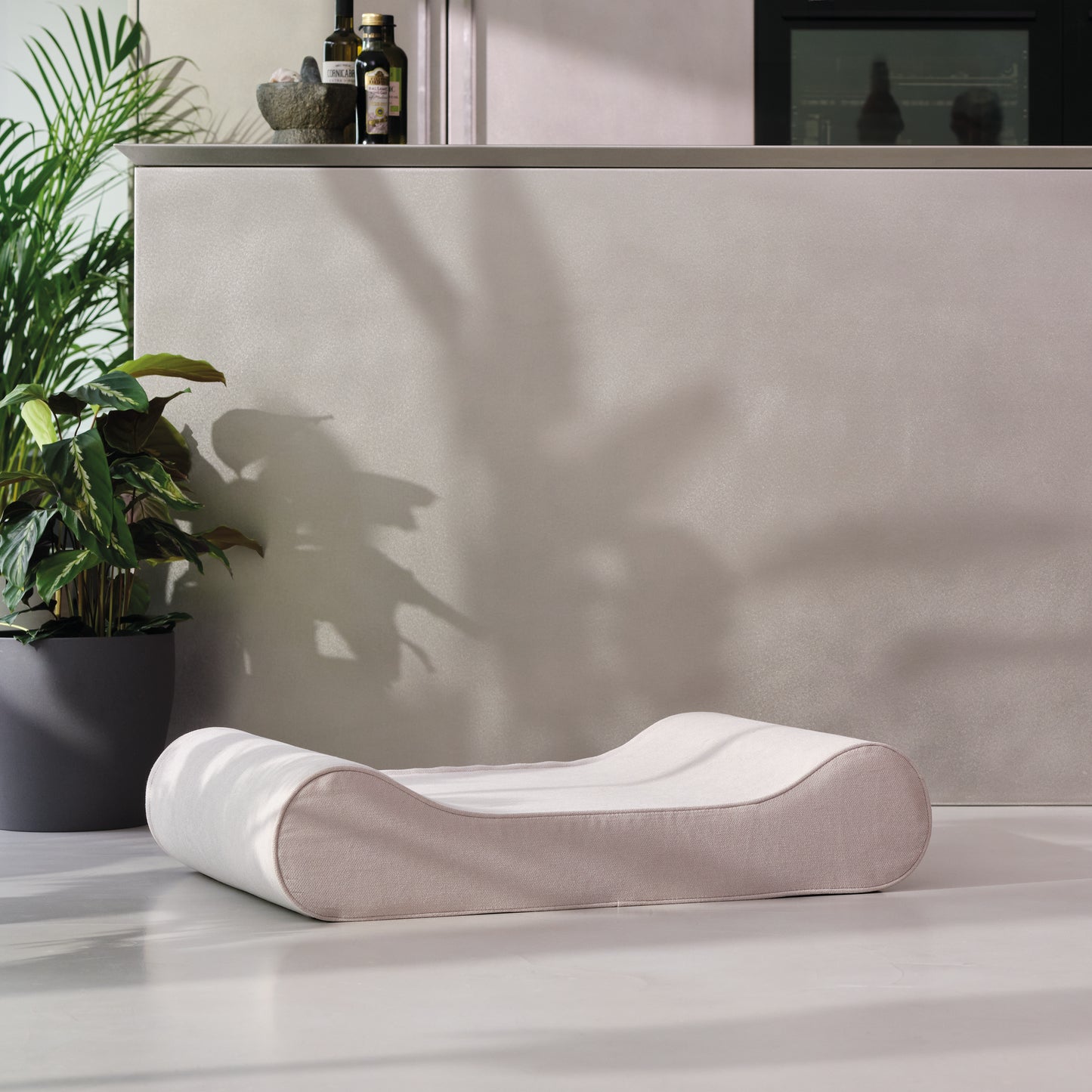 Noble Chenille Curved Dog Mattress Biscuit Medium