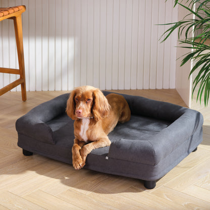 Noble Luxury Raised Bolstered Dog Mattress Grey Medium
