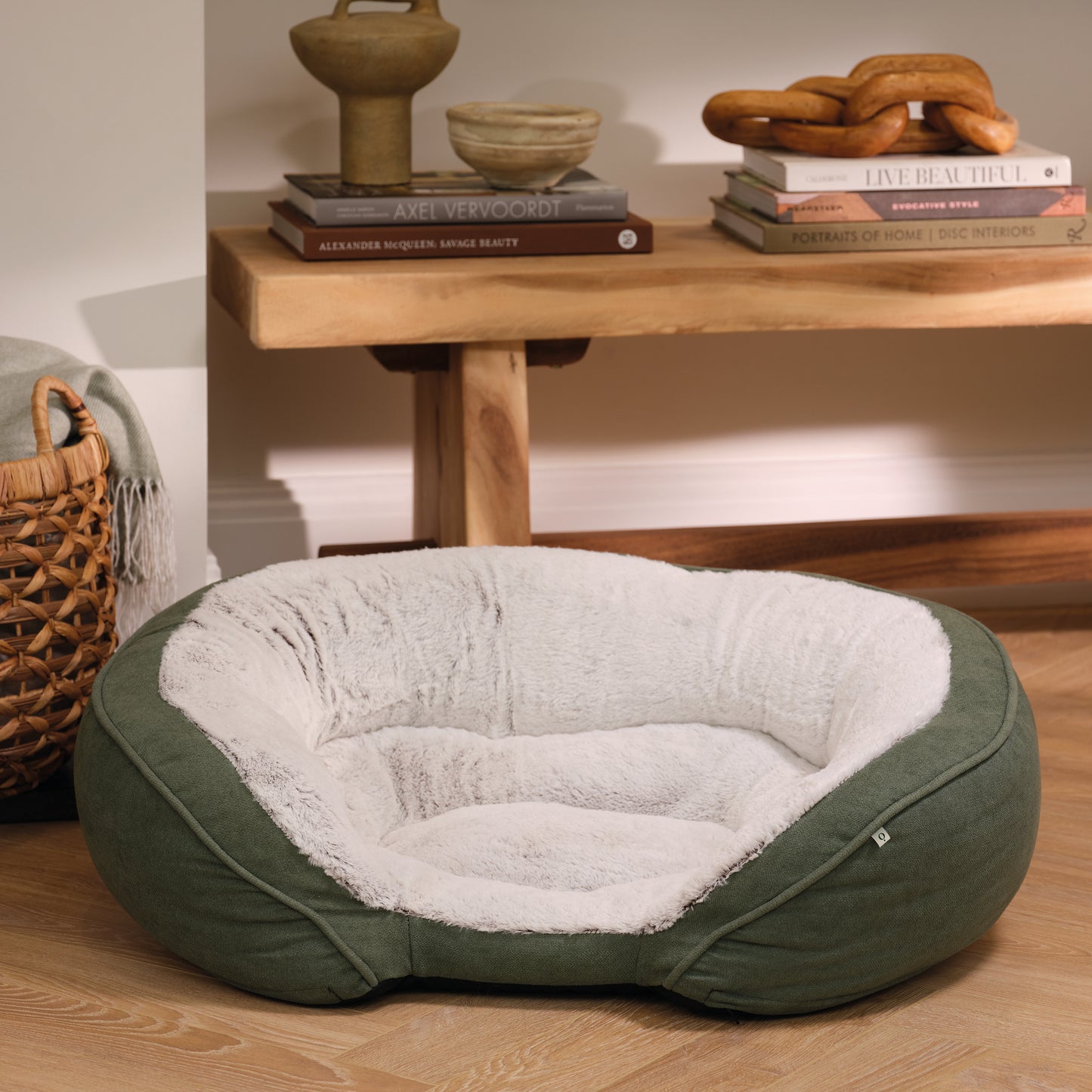 Noble Memory Foam Oval Bolstered Dog Bed Green