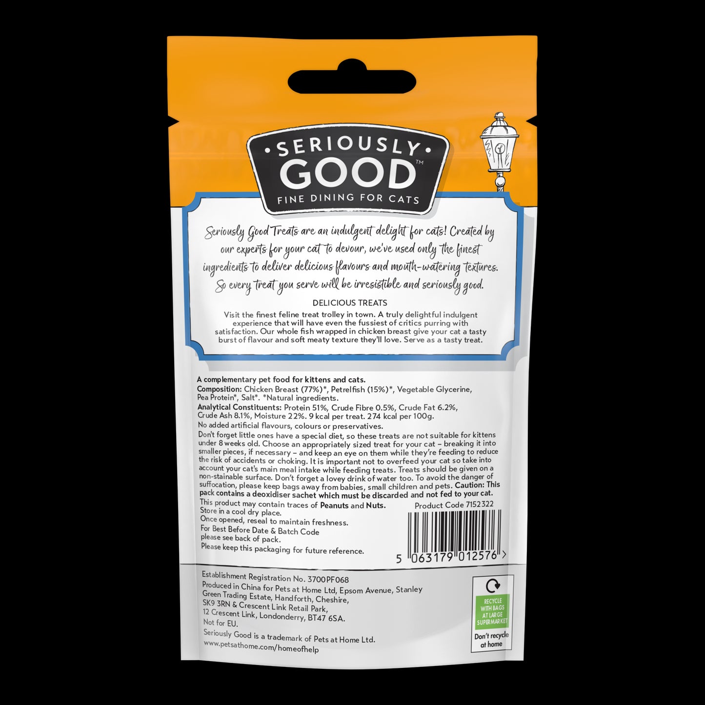 Seriously Good Wrap 'N' Nibble Cat Treats with Fish & Chicken 30g