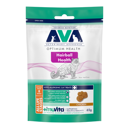 AVA Hairball Health Cat Treats with Chicken 65g