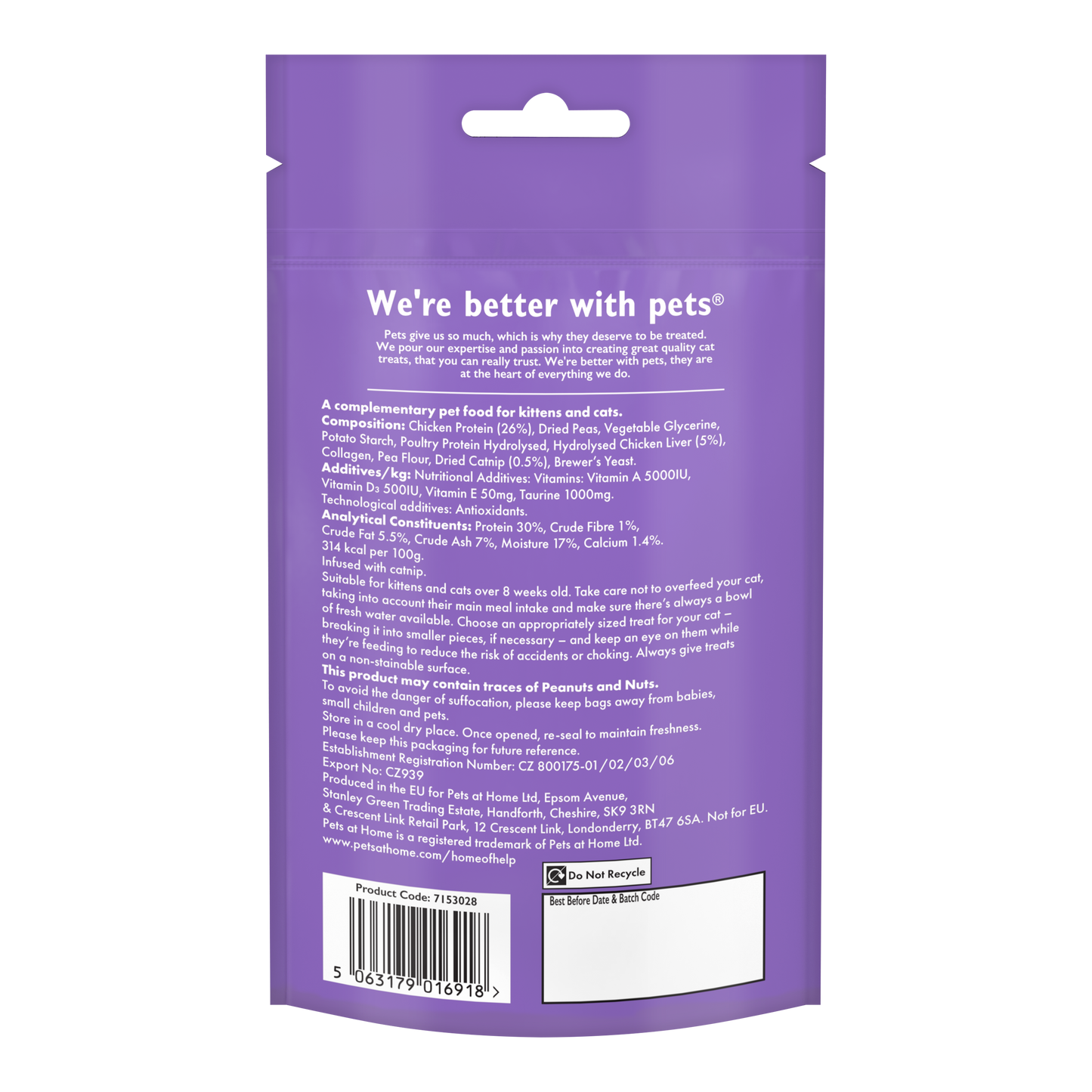 Pets at Home Soft Kitten Treats with Chicken 55g