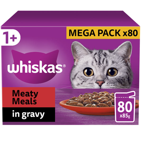 Whiskas Wet Adult Cat Food Meaty Meals in Gravy 80x85g