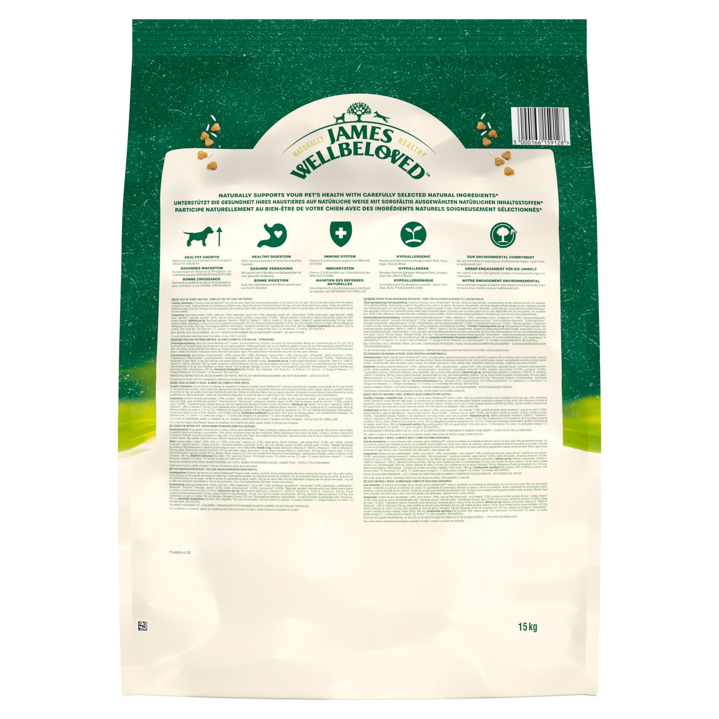 James Wellbeloved Hypoallergenic Puppy Junior Dry Dog Food Turkey & Rice 15kg