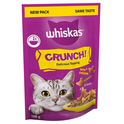 Whiskas Crunch Tasty Topping Adult Cat Treat Biscuits 100g